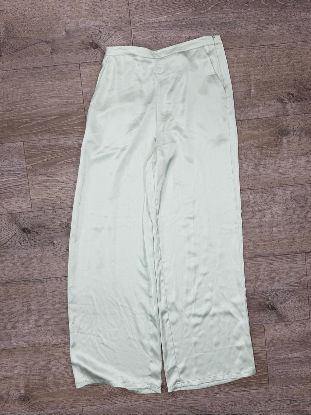 Forever 21 Light Mint Wide Leg Satin Pants